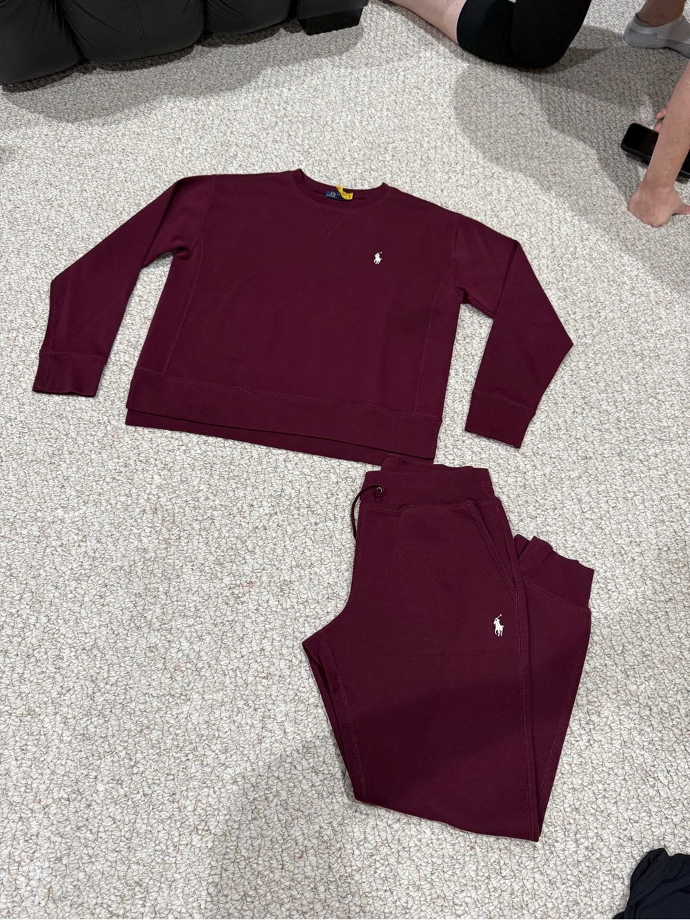 Polo by Ralph Lauren Burgundy Sweatshirt and Jogger Set